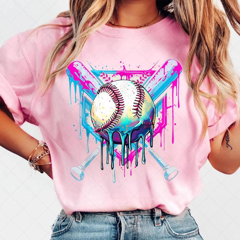 50+ Design Baseball Eis Tropfen PNG Bündel, Baseball Sport Team Digitale Datei Baseball Eis Sprinkle Sublimation Digitaler Download Bild 2