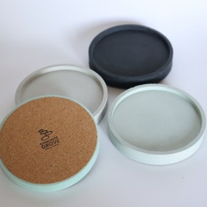 4in Concrete Coaster Jewelry Round Dish Tray Trinket Tray Candle Tray Coaster Tray Round Coaster Set Vanity Storage Round Catch All