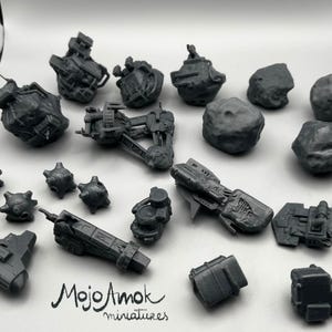 Space Terrain Vol. 1 Asteroids - Fleet Scale Spaceship - Resin Printed Miniature - Spaceship Gaming - Debris - Asteroid Base - Objectives