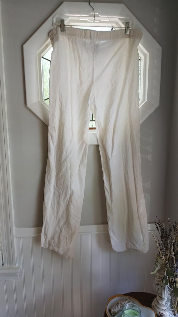 White Linen Drawstring Pants - image 4