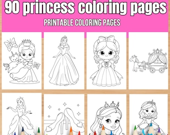 Dibujos para colorear de princesas lindas: descarga digital imprimible para niños