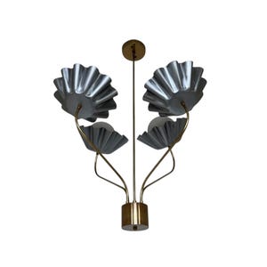 Mid Century 4-Lights Brass Chandelier - Stilnovo Style - Sputnik Chandelier - Modern Chandelier - Raw Brass Finish - Handmade