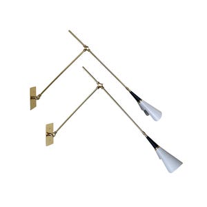 Set Of Two Handmade Brass Wall Sconce - Mid century brass wall sconce - Modern Wall Sconce - Italian wall sconce - Polish Brass Finish