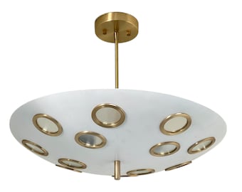 Handmade Raw Brass Sputnik Chandelier - Mid Century Modern Flush Mount Light