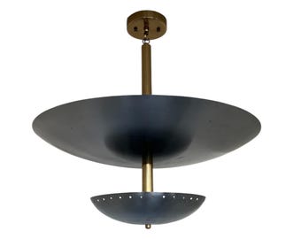 Lustre pendente minimalista moderno em formato de disco – Iluminação de teto escultural contemporânea