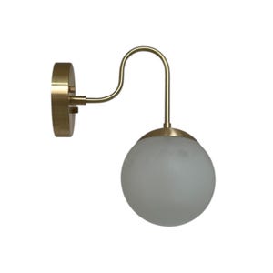 1-Light Frosted Globe brass Wall Sconce - Mid century brass wall sconce - Modern Wall Sconce - Italian wall sconce - One Piece - Brush Brass