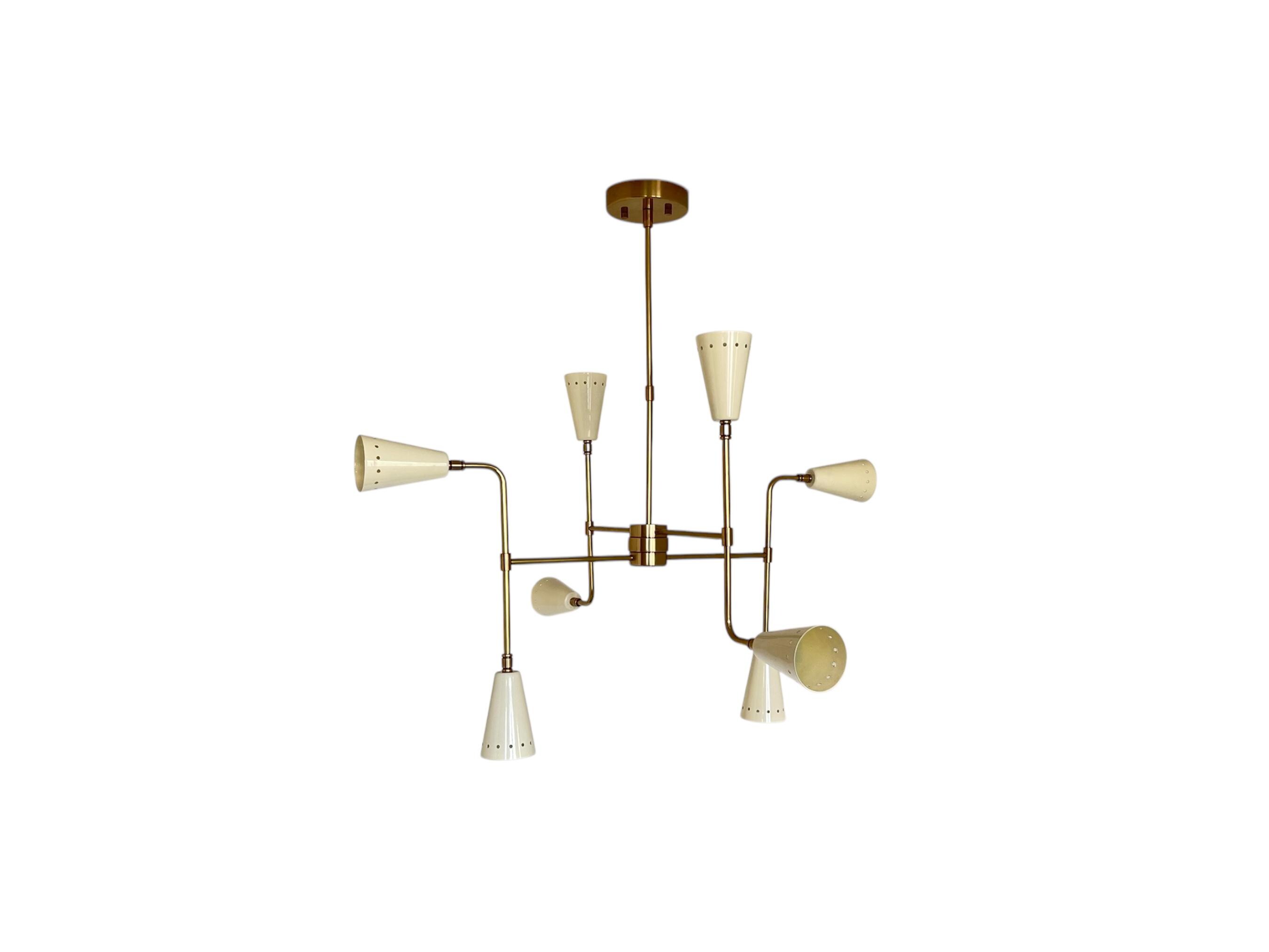 ハンドメイドのスプートニク真鍮シャンデリア - ミッドセンチュリー