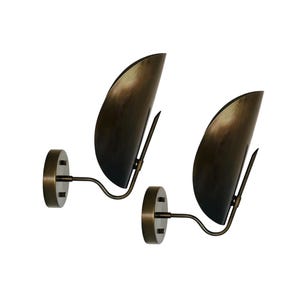Set of Two Modern Brass Curved Wall Light - Handmade - Stylish Wall Sconce - Brass Wall Light Fixture - Bronze Finish
