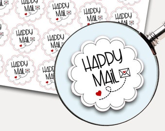 Happy Mail Stickers, Envelope Seals, Etsy, Packaging stickers, Thank you stickers, Thank you labels, Happy Mail Labels, Shipping Supplies