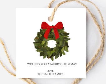 Christmas Wreath Tag, Christmas Mistletoe Tag, Holiday Gift Tag, Personalized Christmas Tags, Christmas Tags, 8220
