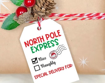 DIY PRINTABLE Tags  |  North Pole Express  |  Printable Christmas Gift Tags | Holiday Gift Tags | Gift Tags