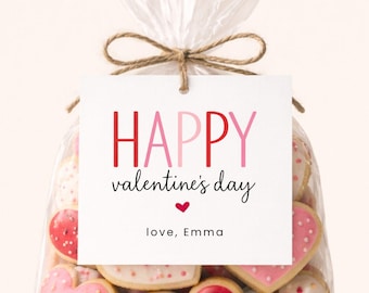 PRINTED Happy Valentine's Day Gift Tag | Minimalist Modern Valentine's Day Gift Tag | Valentine's Day Party Favor  | Personalized Tag - 2554