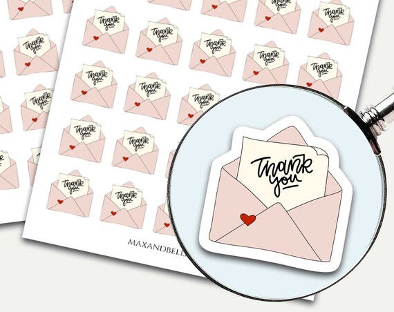 Thank you stickers, Heart stickers, Envelope stickers, Small Business Label Sticker for Letter Packaging Mailing 3123