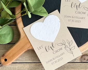 Let Love Grow Cards, Plantable Seed Favors, Seed Paper, Rustic, Wedding Favor, Seed Packets, Minimalist 2828