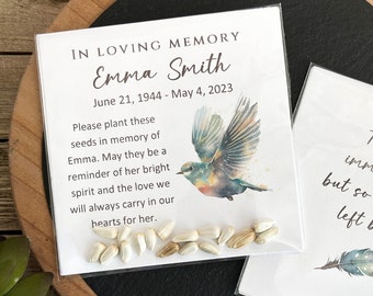 Bird Seed Memorial Cards, In Loving Memory, Celebration of Life, Funeral, Eco Friendly Bird Seeds, Sustainable Funeral (3743)