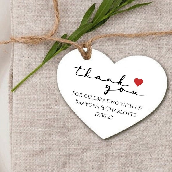 Custom Heart Tags, Wedding Tags, Personalized Tags, Bomboniere Tags, Personalized, Wedding Favors, Thank You Tags, Favors for Guests - 2811