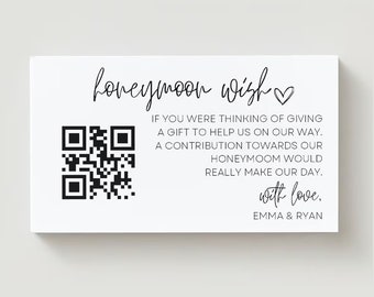 PRINTED Honeymoon Fund Card, Wishing Well, Wedding Invitation Insert, Honeymoon Wish Money Gift, Minimalist 6322