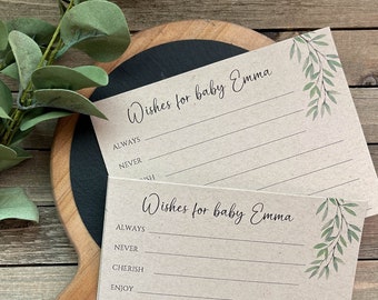 PRINTED Personalized Baby Shower Cards for Mommy-to-be, Greenery, Baby Game, Advice for New Parents, Baby Sprinkle (2797)