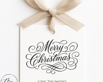 PRINTED Merry Christmas Tags, Custom Holiday Tags, Holiday Gift Tags, Family Gift Tags, Personalized Tags, Happy Holidays Tags - 9823