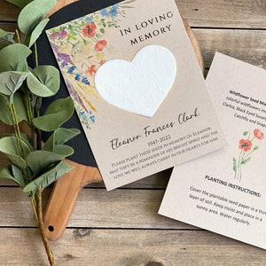 Entièrement assemblé, à planter pour un souvenir affectueux, célébration de la vie, cartes commémoratives, coeurs en papier de graines à planter 2700