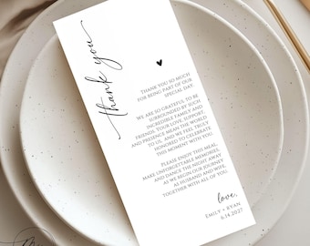 PRINTED Minimalist Thank You Place Cards Custom Printed Wedding Escort Cards Modern Table Name Cards Reception Thank You Cards 2867
