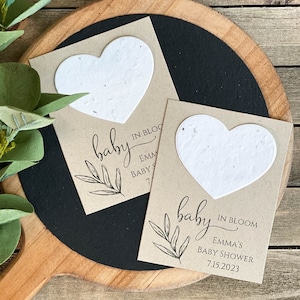 Fully Assembled Plantable Baby in Bloom Favors, Plantable Seed Paper Hearts, Rustic, Seed Favors, Seed Packet, Minimalist 2320