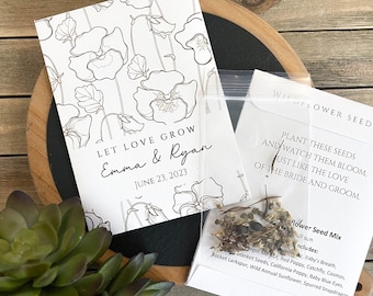 Wedding Favors Seed Envelopes, Kraft, Let Love Grow Seed Packets, Vintage Floral, Bridal Shower Seeds included, Printed Envelopes (6377)