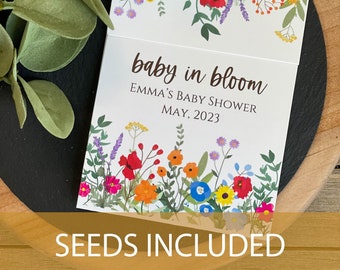 DIY Seed Packets, Seed Packet Favors, Wedding Seed Packet Favors,  Baby Shower, Baby Shower Favor, Baby in Bloom, Wildflower Seeds 6392