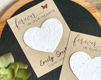Memorial Cards, In Loving Memory, Forget Me Not, Funeral, Celebration of Life, Plantable Seed Paper Hearts 7272