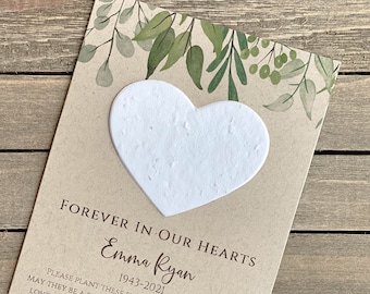 Fully Assembled Plantable In Loving Memory, Forget Me Not, Memorial Cards, Plantable Seed Paper Hearts 9833