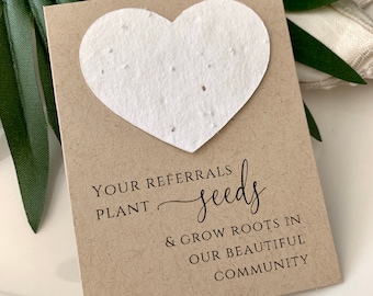 Fully Assembled Plantable Real Estate Cards, House Listing, Referral, Business Card, Open House, Plantable Seed Hearts, Seed Packet, 0976