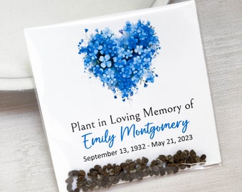 Forget Me Not Memorial Seed Cards, Celebration of Life, In Loving Memory, Funeral Favor, Bereavement, Personalized, Flower Seed 5422