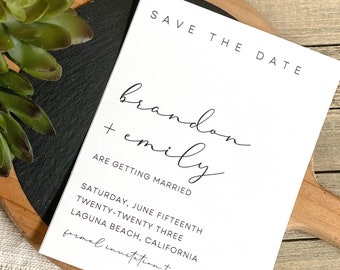 PRINTED Save the Date Cards, Save the Day Invites, Wedding Cards, Kraft Cards, Wedding Invitation, Minimalist, Modern (4927)