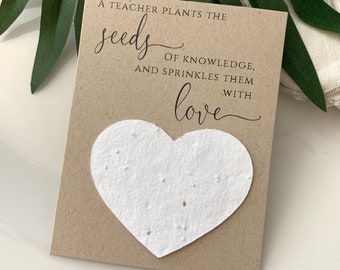 Fully Assembled Plantable Teacher Appreciation Cards, Teacher Favors, PTA, PTO, Gift, Plantable Seed Hearts, Seed Paper 2876