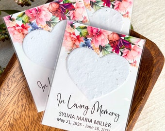 Memorial Cards, Celebration of Life, In Loving Memory, Funeral Favor, Bereavement, Personalized Seed Packet, Sympathy, Memorial 6435