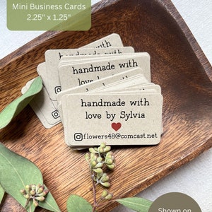 Mini Business Cards | Handmade with Love |  Personalized | Printed Business Cards | Kraft | Calling Card 2675