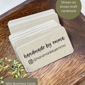 Mini Business Cards Handmade with Love Rounded Corners Printed Business Cards Kraft 6730 image 1