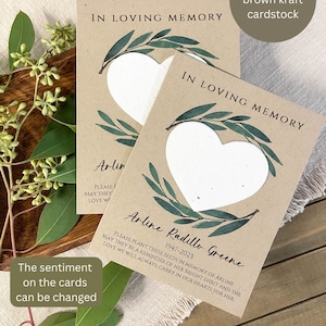Cartes commémoratives, Papillon, Célébration de vie, À une tendre mémoire, Cartes de prière, Cadeau funéraire, Deuil, Personnalisé, Graine de fleur 4492
