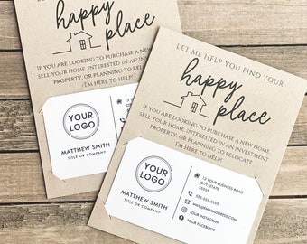Realtor Cards, Happy Place, Real Estate, Marketing, Insert Business Card - 2837