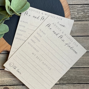 Rat und Wunsch Karten, Personalisierte Brautparty Karten, Wünsche für Mr. und Mrs., Hochzeitsratschläge (3495)