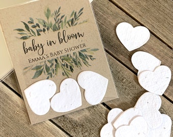 Fully Assembled Plantable Baby in Bloom Favors, Plantable Seed Paper Hearts, Rustic, Seed Favors, Seed Packet 2870