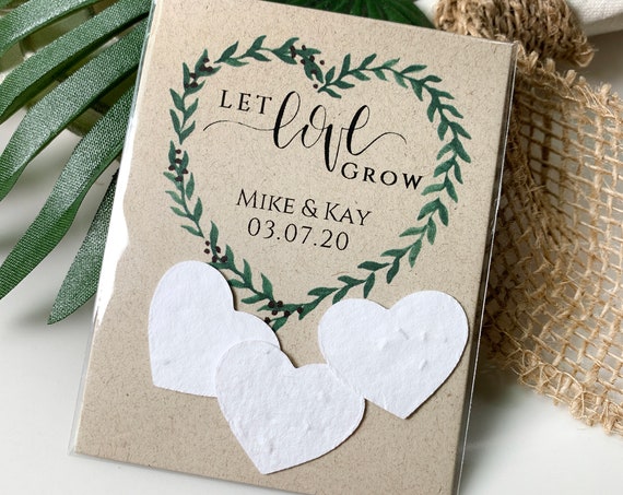 Fully Assembled Plantable Wedding Favors, Plantable Seed Paper Hearts, Rustic, Seed Favors, Wedding Seeds 2338