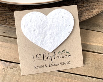 Fully Assembled Plantable Seed Hearts, Wedding Favors, Let Love Grow, Plantable Seed Paper Hearts 9265