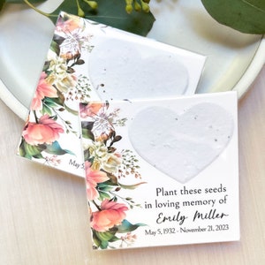 Cartes commémoratives, Célébration d'une vie, Pour un souvenir affectueux, Cadeaux funéraires, Deuil, Personnalisé, Graine de fleur 6754