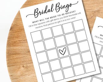 PRINTED Bridal Shower Bingo Game, Simple Bridal Bingo Cards, Modern Bridal Shower Games, Minimalist Wedding Shower (3984)