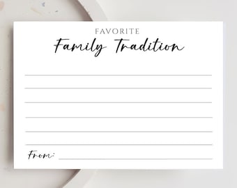 PRINTED Favorite Family Tradition, Personalized Cards, Baby Shower Game, Childhood Traditions Cards, Share Your Childhood Cards - 4133