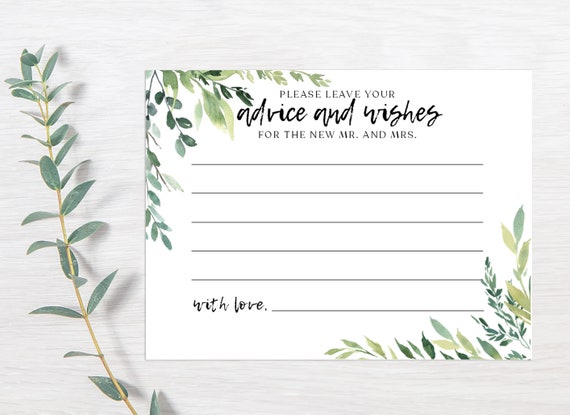 PRINTED Advice and Wishes Cards, For the Mr and Mrs, Bride and Groom, Newlyweds, Well Wishes, Rustic, Bridal Shower, Words of Advice (2389)