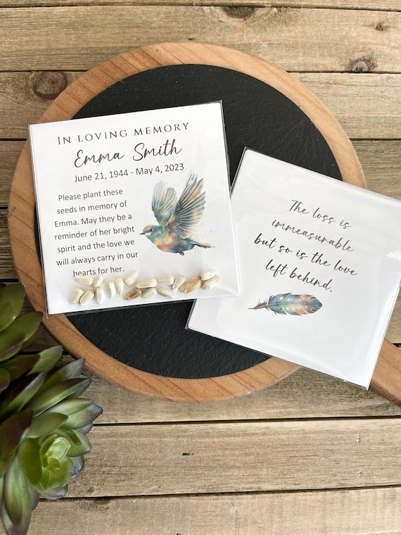 Bird Seed Memorial Cards, In Loving Memory, Celebration of Life, Funeral, Eco Friendly Bird Seeds, Sustainable Funeral (3743)