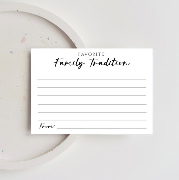 PRINTED Favorite Family Tradition, Personalized Cards, Baby Shower Game, Childhood Traditions Cards, Share Your Childhood Cards - 4133