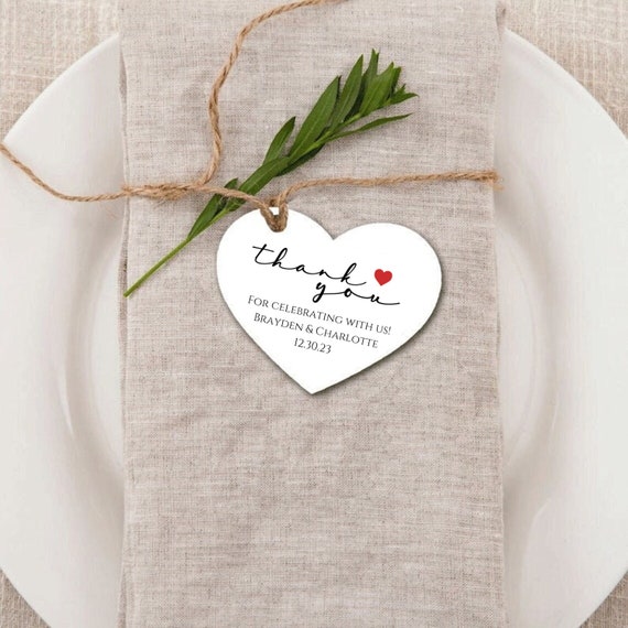 Custom Heart Tags, Wedding Tags, Personalized Tags, Bomboniere Tags, Personalized, Wedding Favors, Thank You Tags, Favors for Guests - 2811